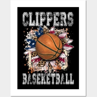 American Flag Personalized Clippers Proud Name Basketball Posters and Art